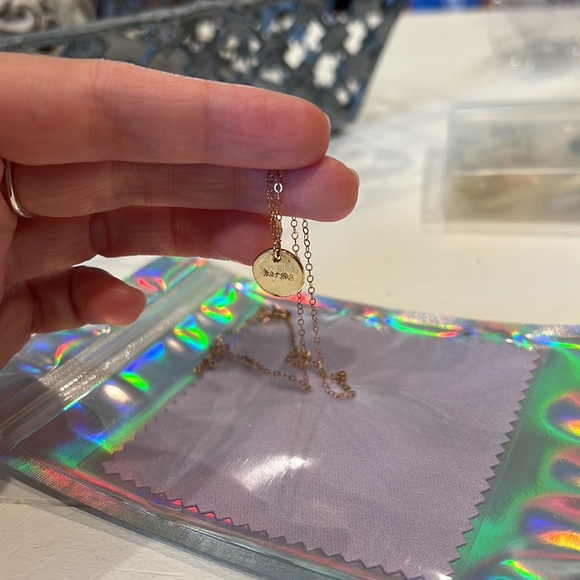 Gold KARMA word pendant necklace with gold filled hardware. Handmade. - Picture 5 of 6